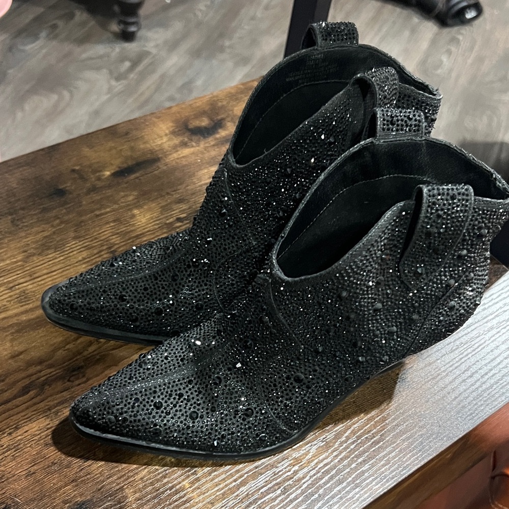 Jessica Simpson Black Sparkle Ankle Booties - Picture 3 of 4